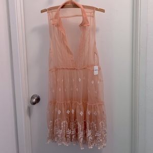 Free People Sheer Embroidered mini dress